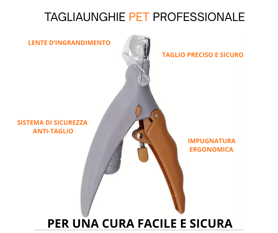Tagliaunghie per animali domestici con lente zoom